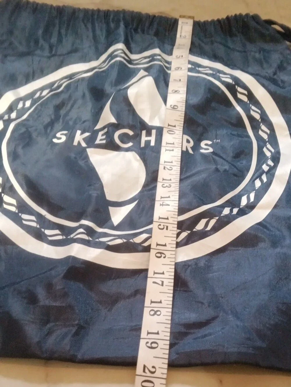 Skechers Navy Blue Drawstring Backpack with White Logo